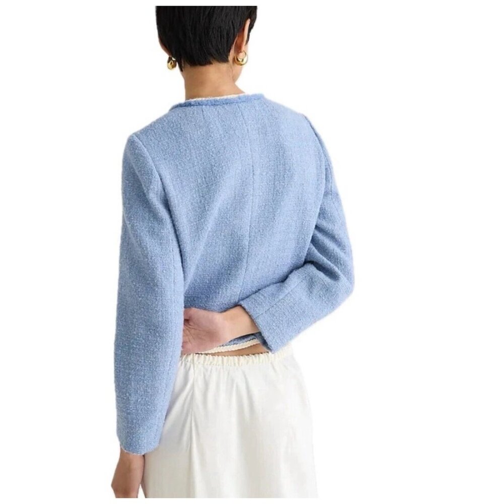 NWT J.Crew Frances Lady Jacket in Pale Seascape Blue Maritime Tweed 14 - Picture 3 of 11